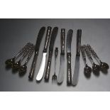 A set of six Norwegian white metal 840 standard pierced handled coffee spoons, makers mark AM, a set