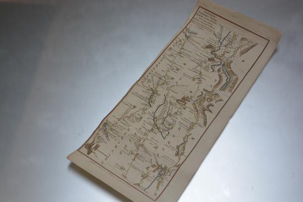 An 18thc section of a double sided map, The Road from Edinburgh to Stirling, Tyndrum and Fort