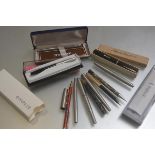 A collection of Parker ballpoint pens, fountain pens and Shaeffer ballpoint pen etc. four with