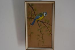 Ralston Gudgeon, (1910-84), Study of a Great Tit, watercolour, signed. 25.5cm by 13.5cm