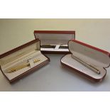 A Sheaffer Imperial 777 fountain pen with 14carat gold nib, two Sheaffer Targas pens with 14carat