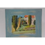 Brian Innes M.A., R.C.A. House and Cypress Trees, Provence, watercolour, signed, gallery label