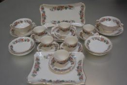 A Royal Doulton 1930s twenty five piece Japonica pattern part service including a sandwich plate,