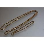 A 9ct gold rope pattern necklace and matching bracelet (30.5cm and 10cm) (28.44g)