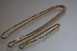 A 9ct gold rope pattern necklace and matching bracelet (30.5cm and 10cm) (28.44g)