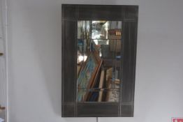 R. Rogan a modern Art Nouveau style pewter and leaded glass wall mirror 74cm by 49cm