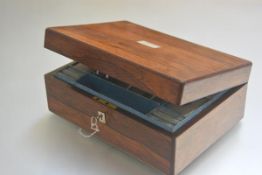 A Victorian rosewood mother of pearl inlaid rectangular sewing box with fully fitted interior