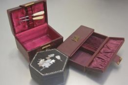 A Cumming & Son, Edinburgh, Edwardian leather sewing, manicure and jewellery case in red hide (8cm x