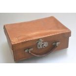 A small leather case with original handle etc. (h.10cm x27cm x 20cm)