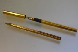 A Dupont fountain pen with 18carat nib and a Dupont ballpoint pen,engraved R.D to clip (2)