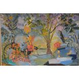 C. Tanner, Tropical Garden, oil on canvas, signed 78cm by 68.5cm