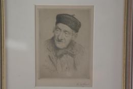 Henry Wright Kerr R.S.A, R.S.W. (1857-1936) Old Domine, etching, signed, gallery label verso. 17cm