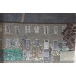 Carola Gordon, a fabric collage of 20 Comely Bank, Edinburgh, signed verso. 41cm by 49.5cm