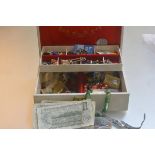 A jewellery box containing three Canadian one dollar notes, miscellaneous costume jewellery