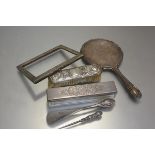 A Chester Art Nouveau style silver backed clothes brush with poppy and leaf decoration, a Birmingham