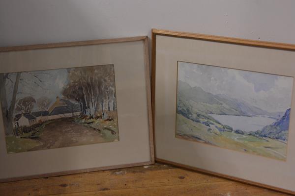 William Jardine Dobie, Loch Mariee, and a Highland Farmhouse, watercolour, unsigned (each: 27cm x