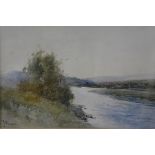 Thomas Bunting, Riverscape, watercolour, signed (21cm x 35cm)