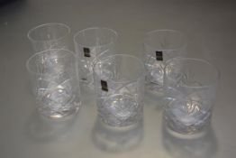 A set of six large Gleneagles lead crystal whisky tumblers (h.9cm x d. 8cm)