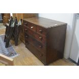 A 19thc mahogany chest, the rectangular top with moulded edge (a/f) above three short and three