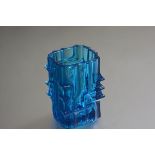 Vladislav Urban for Sklo Union Czech Bohemia, a 1960s square brick style moulded glass vase (h.