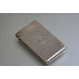 A Victorian silver engine turned decorated card case with engraved cypher, London 1897 (42.1g)