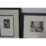 Paul L Kershaw, Barn Owl, wood engraving, signed with initials, paper label verso and P Grace, The