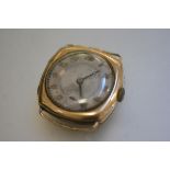 A gentleman's Swiss made Tavannes Watch Co., 9ct gold cased wristwatch with silvered dial and arabic