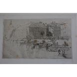 Early 20thc School, Scandinavian Port Scene, etching, signed indistinctly (9cm x 17cm)
