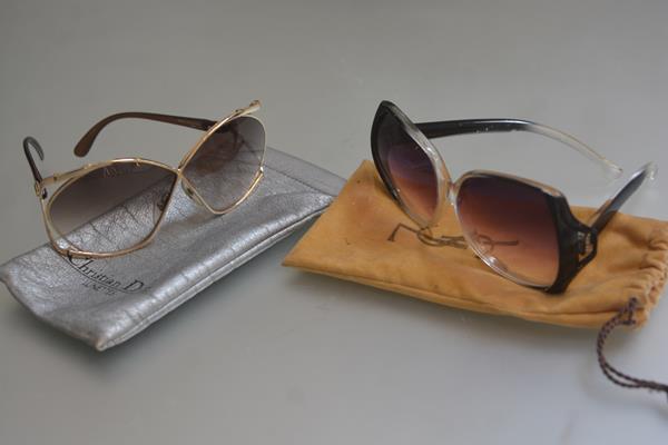 A pair of Christian Dior vintage gilt and acetate sunglasses and a pair of Yves Saint Laurent tinted