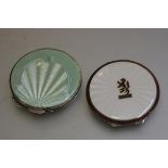 A 1920s/30s Birmingham silver green guilloche enamelled circular compact, complete with mirror and a