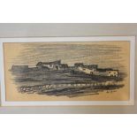 Muirhead Bone, Moonlight Village, charcoal sketch, signed M.Bone lower right (7cm x 15cm)