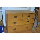 A 19thc pine chest, with satinwood top, fitted two short and two long drawers, on plinth base (h.