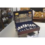 A Viners fifty eight piece Embassy canteen of double struck fiddle and shell pattern flatware