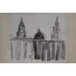 A J Corina, The Liver Building, Liverpool, pastel sketch, signed and dated '95 (