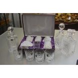 A set of six Edinburgh Crystal slice cut whisky tumblers, an Edinburgh Crystal decanter with City