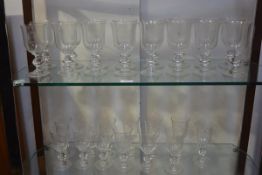 Sixteen crystal red wine goblets with engraved crest, The Royal Scottish Academy, and thirteen white