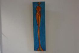 Unknown artist, a stylised Nude Study, oil on canvas, unsigned (78cm x 19cm)