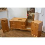 A Meredew 1950s Utility three piece bedroom suite comprising a pair of bedsides fitted single drawer