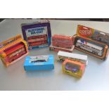 A collection of boxed and unboxed Corgi 1970s transport buses, taxi etc. (a lot)