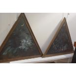 Mayo, a pair of triangular shaped panels, Braehead, Kilmory, Arran, with flower, leaf and