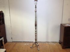 A 1920's silver lacquer Chinoiserie standard lamp, probably Hille of London, of baluster form, on