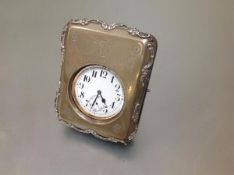A George V silver travelling pocket watch case, Walker & Hall, Sheffield 1912, rectangular with