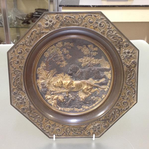 After P.J. Mene, a French parcel-gilt patinated bronze dish, 19th century, the shallow well cast