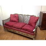 A 1920's silver lacquer Chinoiserie bergere sofa, probably Hille of London, the twin panel