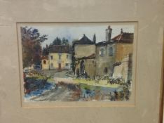 Chris Connell (Scottish, 20th century), "Fontaines, Old Houses, Burgundy", signed and inscribed,