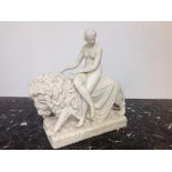 A mid-19th century Minton Parian figure group, Una and the Lion, after a design by John Bell, made