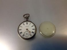 A Victorian silver pair-cased open face pocket watch, the case marked for Birmingham 1893, the white