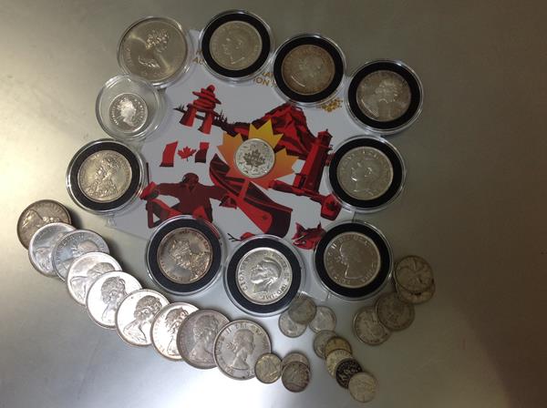 Canadian bullion: 17 dollars, 1 x 10 dollar, 50 cent, etc