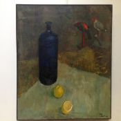 •Ian Cuthbert Imrie (Scottish, b. 1938), Still Life of Birds, Jar and Lemons, signed lower right and