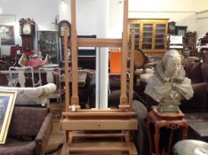 A large modern Italian artist's easel by Mabef, fully adjustable, on a trestle base. 204cm by